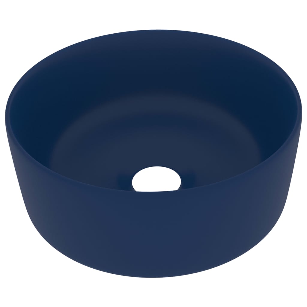 vidaXL Luksuriøs servant rund matt mørkeblå 40x15 cm keramisk