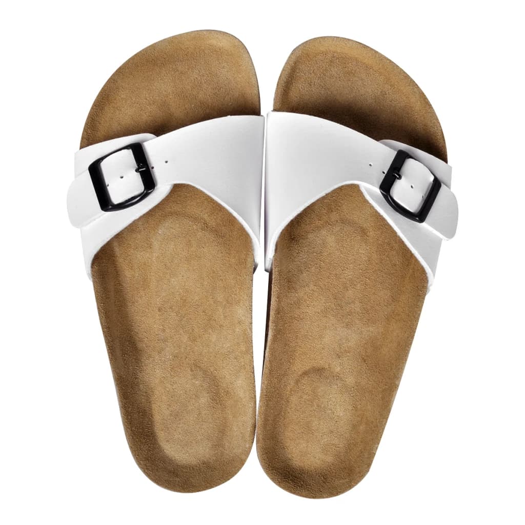 vidaXL Biokork sandaler for kvinner med 1 stropp hvit størrelse 36