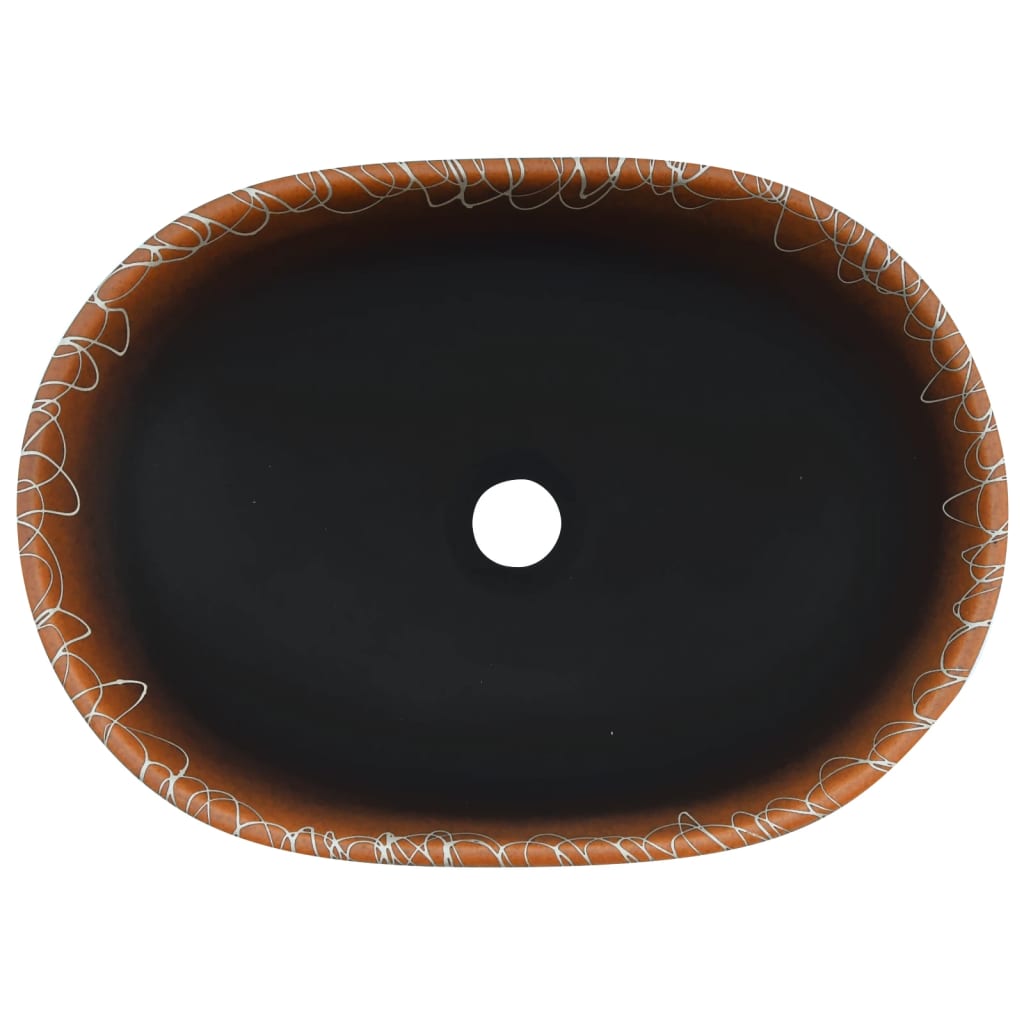 vidaXL Benkeservant svart og oransje oval 47x33x13 cm keramikk