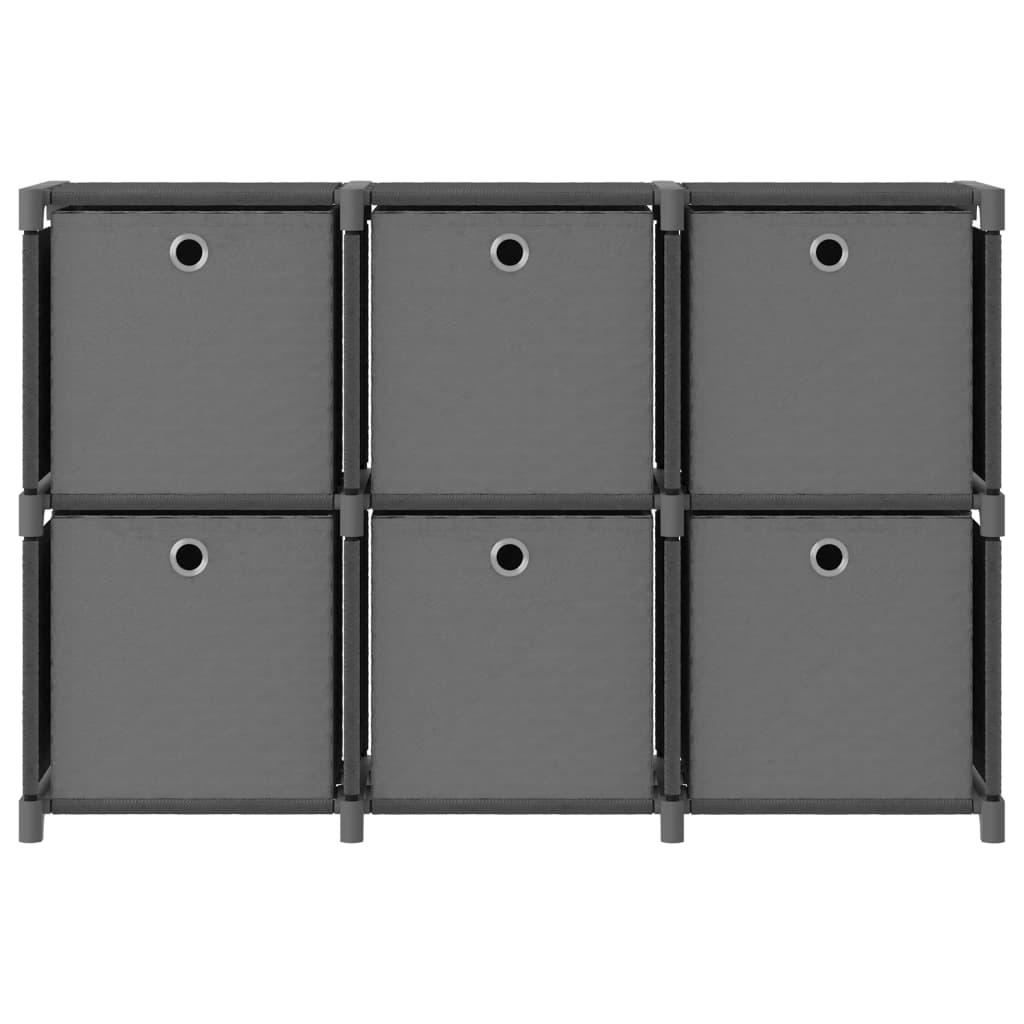 vidaXL Displayhylle med 6 kuber og bokser grå 103x30x72,5 cm stoff