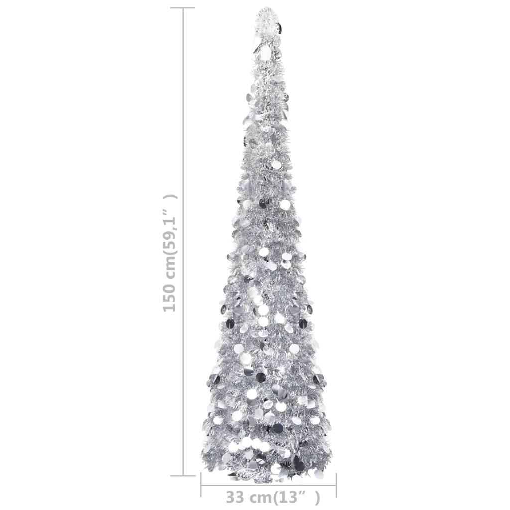 vidaXL Pop-up kunstig juletre sølv 150 cm PET
