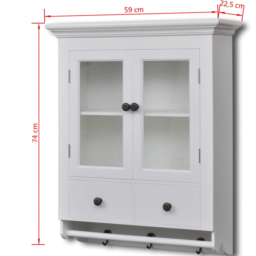 vidaXL Kjøkkenkabinett vegg med glassdør hvit tre