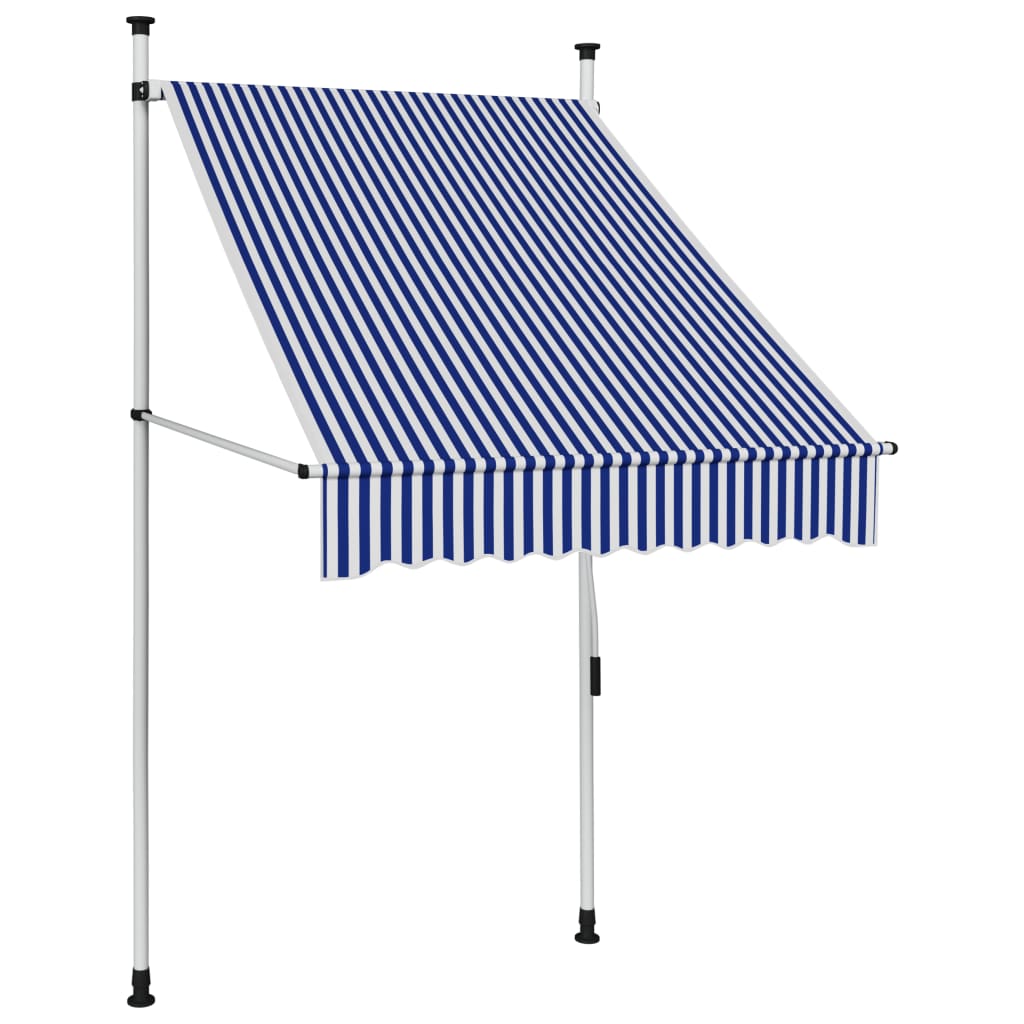 vidaXL Manuell uttrekkbar markise 100 cm blå og hvite striper