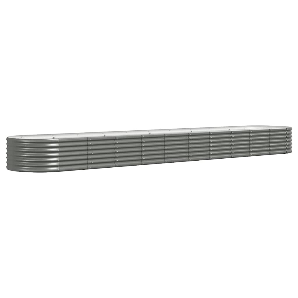 vidaXL Høybed pulverlakkert stål 440x80x36 cm grå