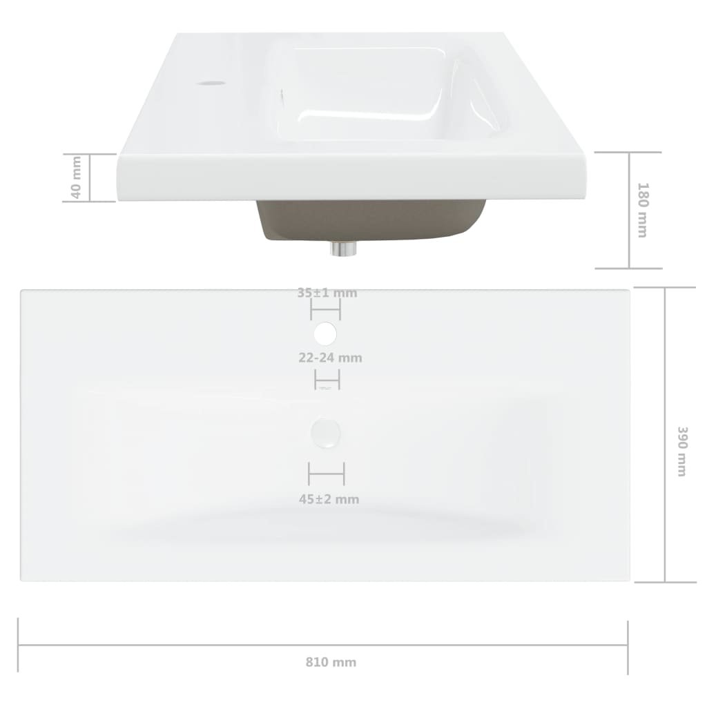 vidaXL Innebygd vask med kran 81x39x18 cm kreamikk hvit
