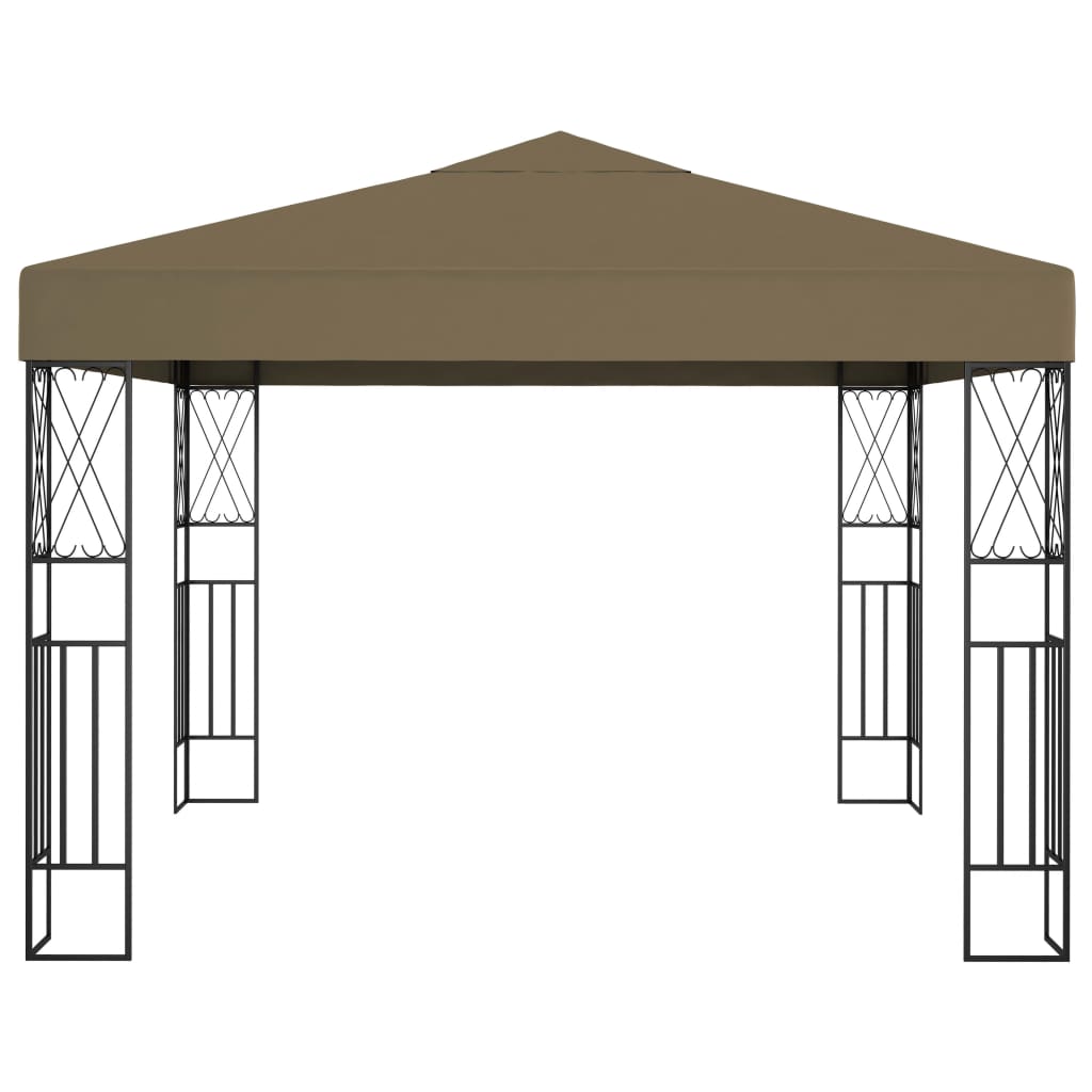 vidaXL Paviljong med LED-lysslynge 3x3 m gråbrun stoff