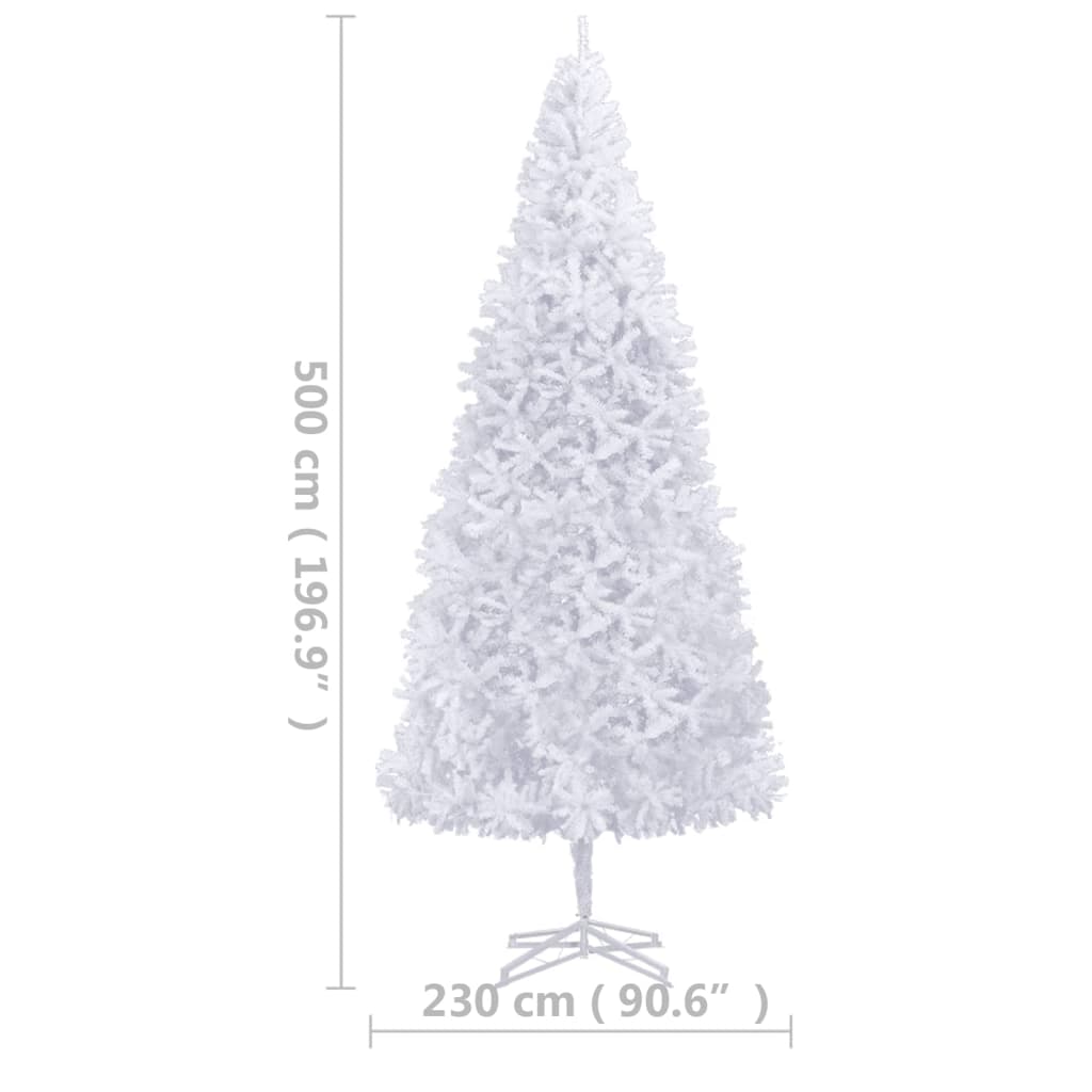 vidaXL Forhåndsbelyst kunstig juletre 500 cm hvit