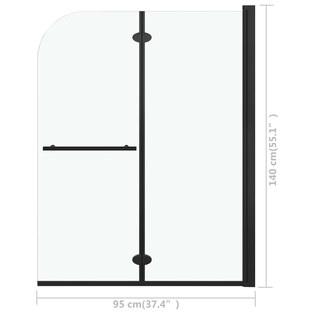 vidaXL Leddet dusjdør med 2 paneler ESG 95x140 cm svart