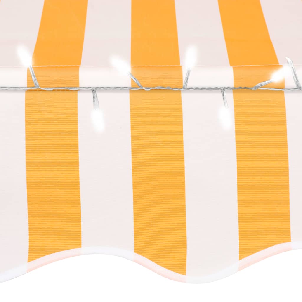 vidaXL Manuell uttrekkbar markise med LED 150 cm hvit og oransje