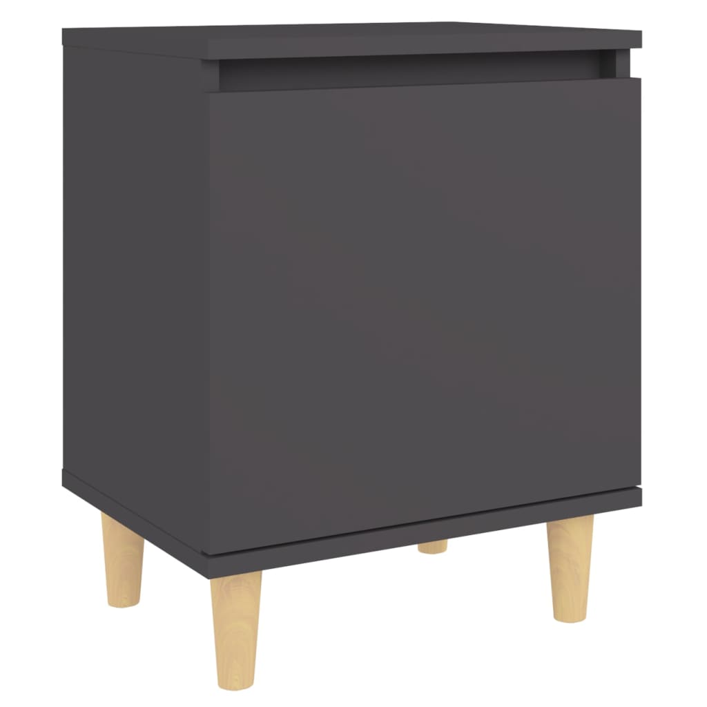 vidaXL Nattbord med ben i heltre grå 40x30x50 cm