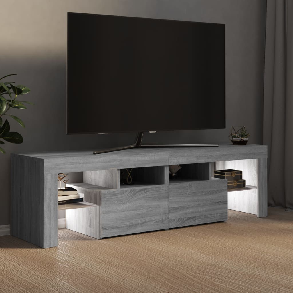 vidaXL TV-benk med LED grå sonoma 140x36,5x40 cm