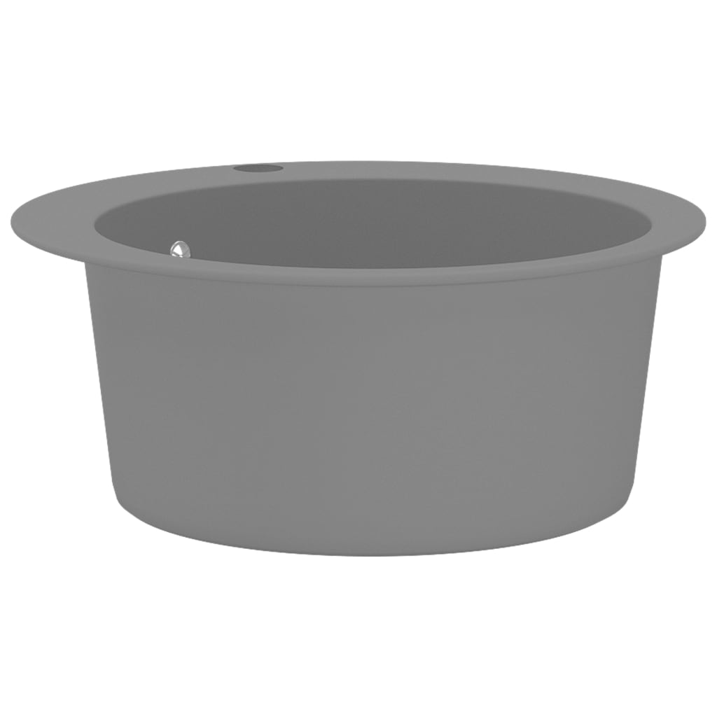 vidaXL Kjøkkenvask i granitt enkel kum rund grå