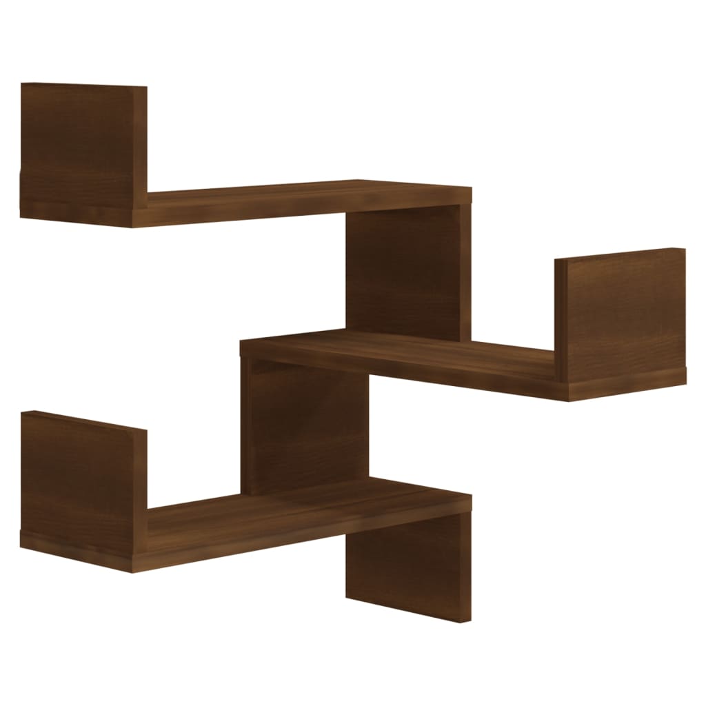 vidaXL Veggmontert hjørnehylle brun eik 40x40x50 cm konstruert tre
