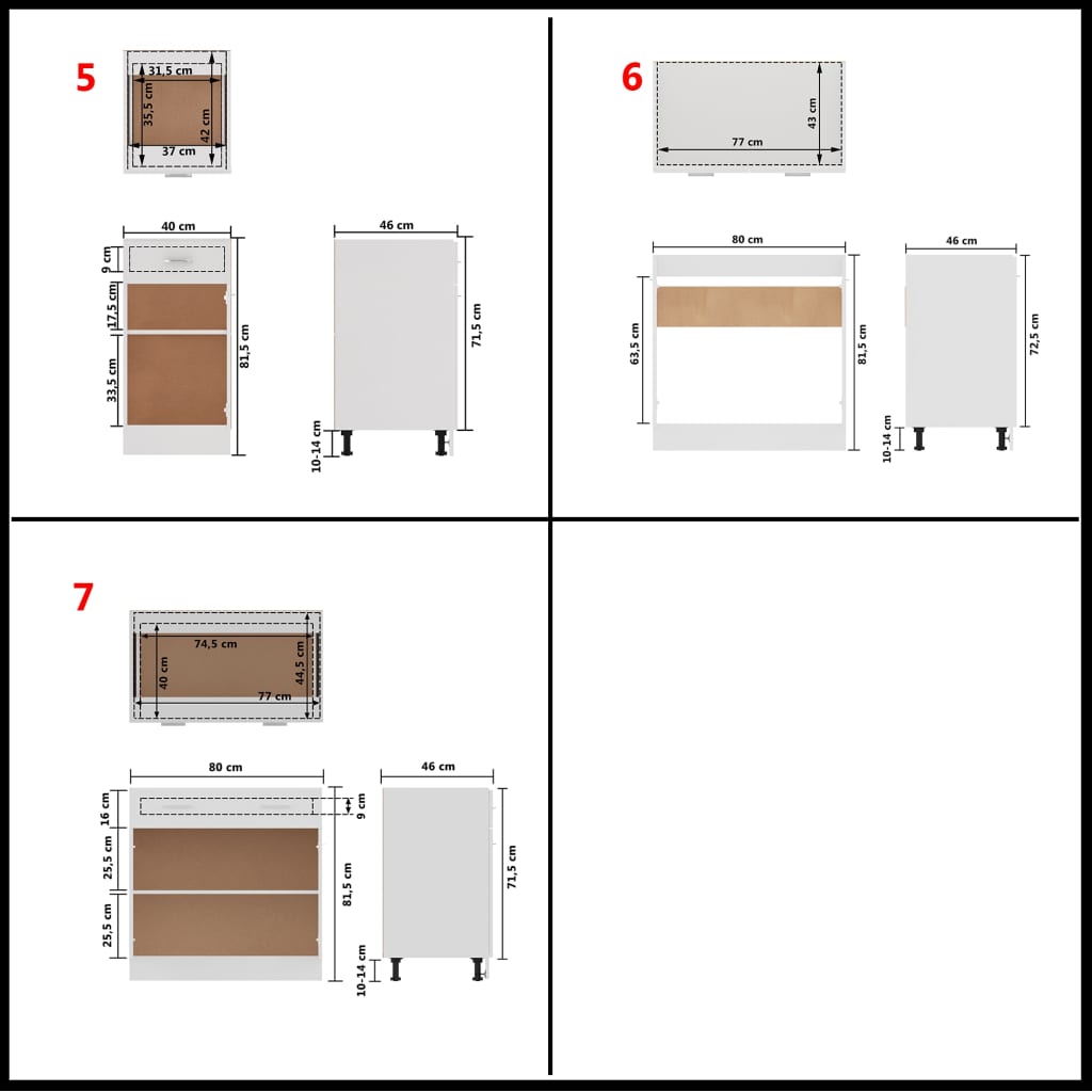 vidaXL Kjøkkenskapsett 7 deler hvit sponplate