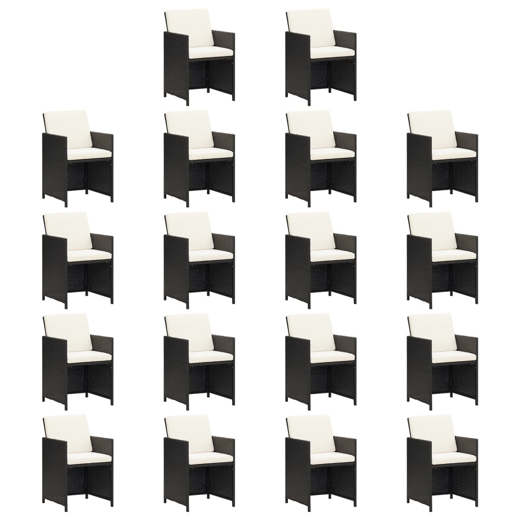 vidaXL Hagespisegruppe med puter 19 deler polyrotting svart