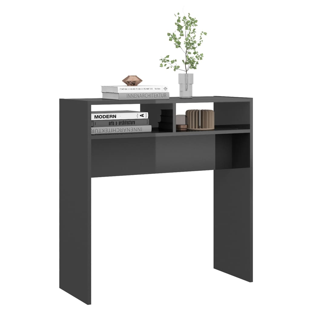 vidaXL Konsollbord høyglans grå 78x30x80 cm sponplate