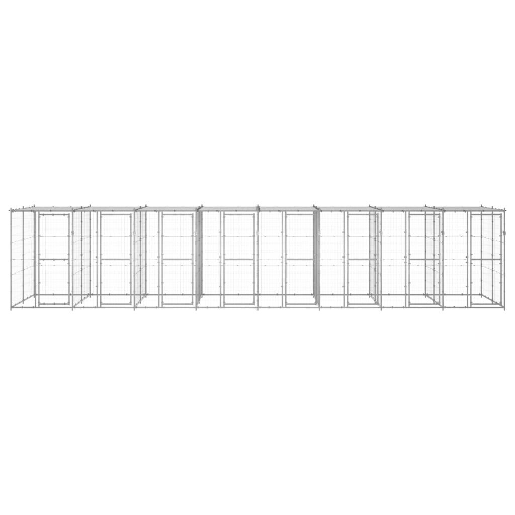 vidaXL Utendørs hundegård med tak 19,36 m² galvanisert stål