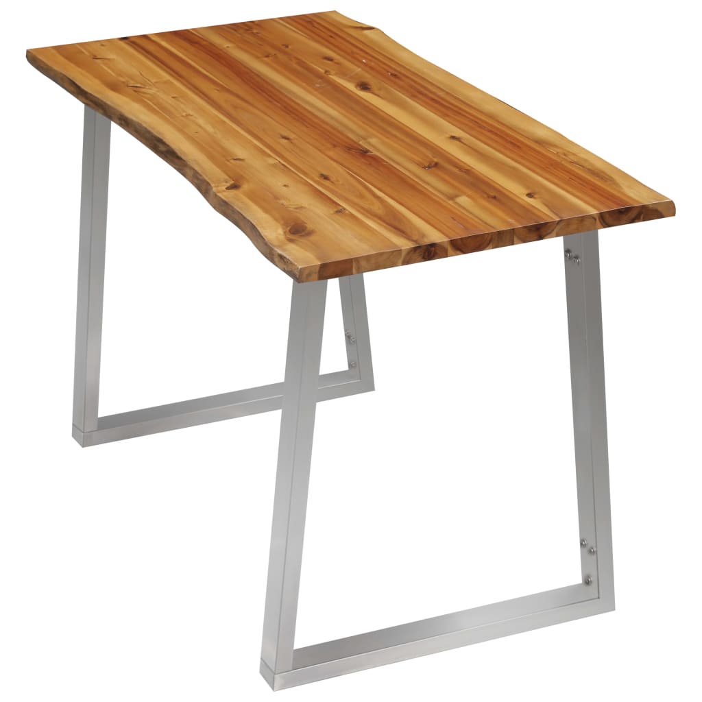 vidaXL Spisebord 120x65x75 cm heltre akasie og rustfritt stål