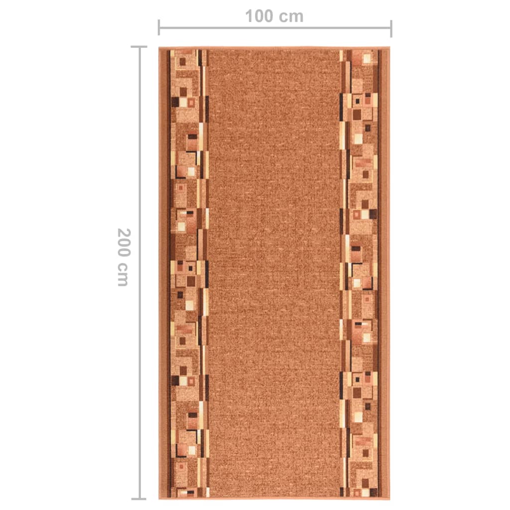 vidaXL Teppeløper 100x200 cm sklisikker brun
