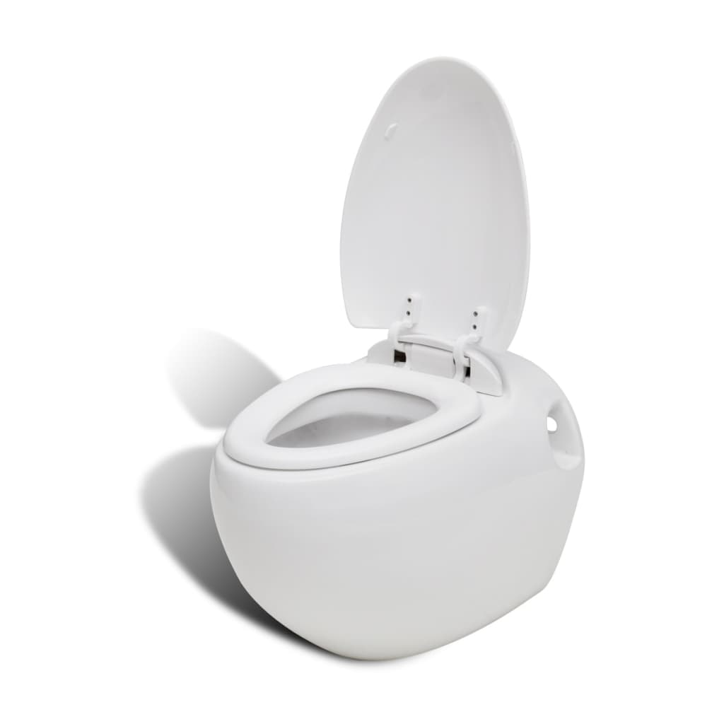 Veggmontert toalett hvit unikt egg design
