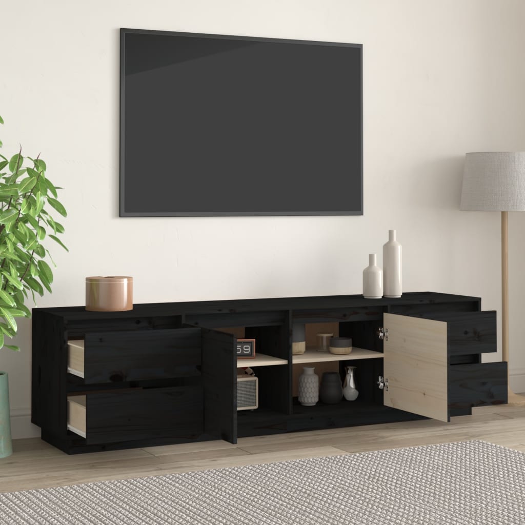 vidaXL TV-benk svart 176x37x47,5cm heltre furu