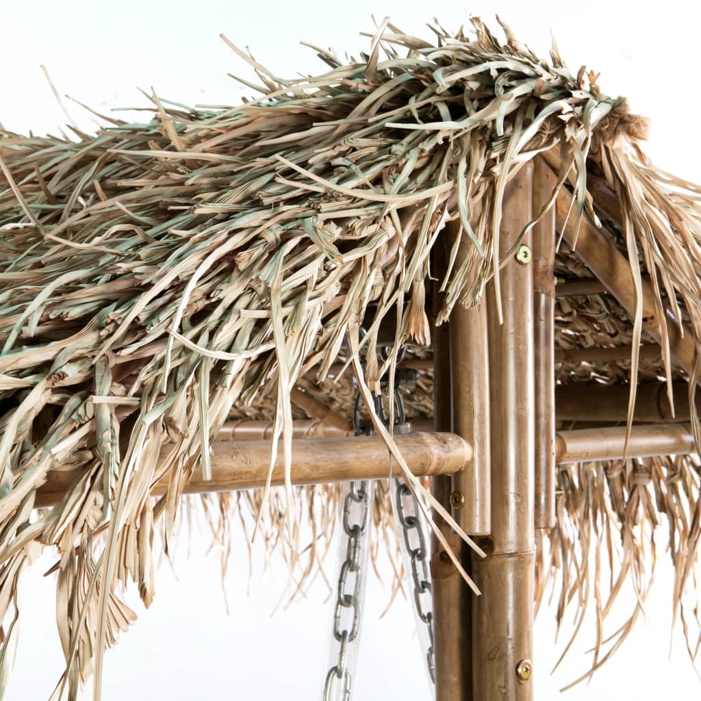 vidaXL Huskebenk med palmeblader 2 seter bambus 202 cm