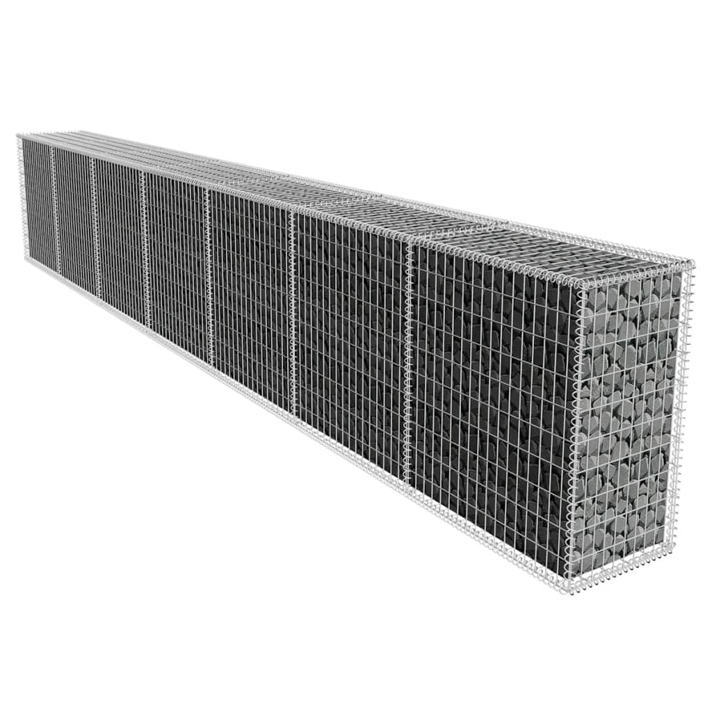 vidaXL Gabionvegg med deksel galvanisert stål 600x50x100 cm