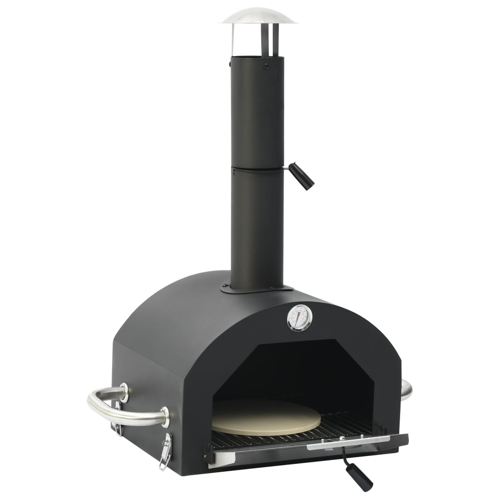 vidaXL 3-i-1 utendørs pizzaovn & grill svart