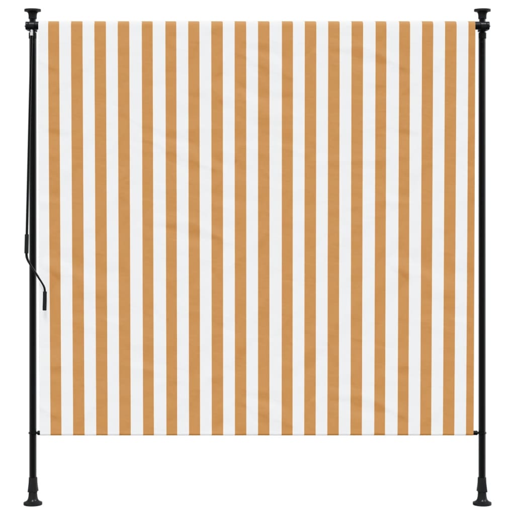 vidaXL Utendørs rullegardin oransje og hvit 150x270 cm stoff og stål