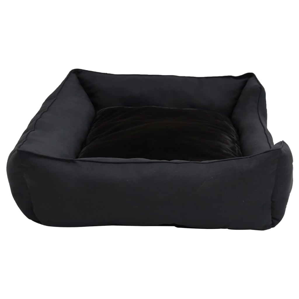 vidaXL Hundeseng svart 110,5x80,5x26 cm fleece med linutseende