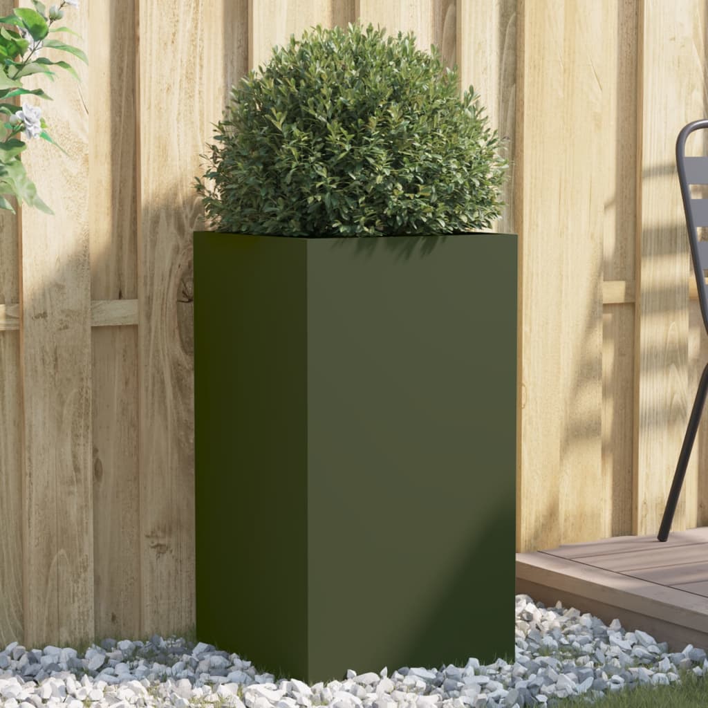 vidaXL Plantekasse olivengrønn 42x38x75 cm kaldvalset stål