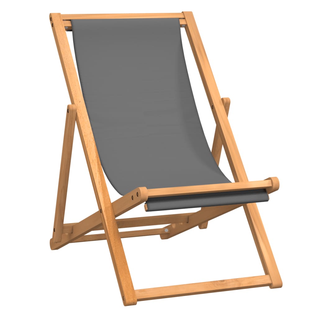 vidaXL Sammenleggbar strandstol heltre teak grå