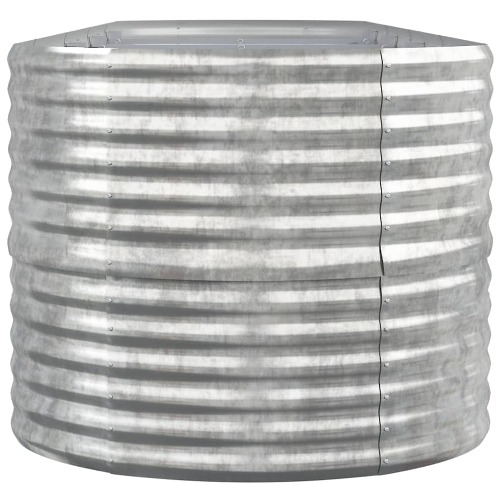 vidaXL Høybed pulverlakkert stål 440x80x68 cm sølv