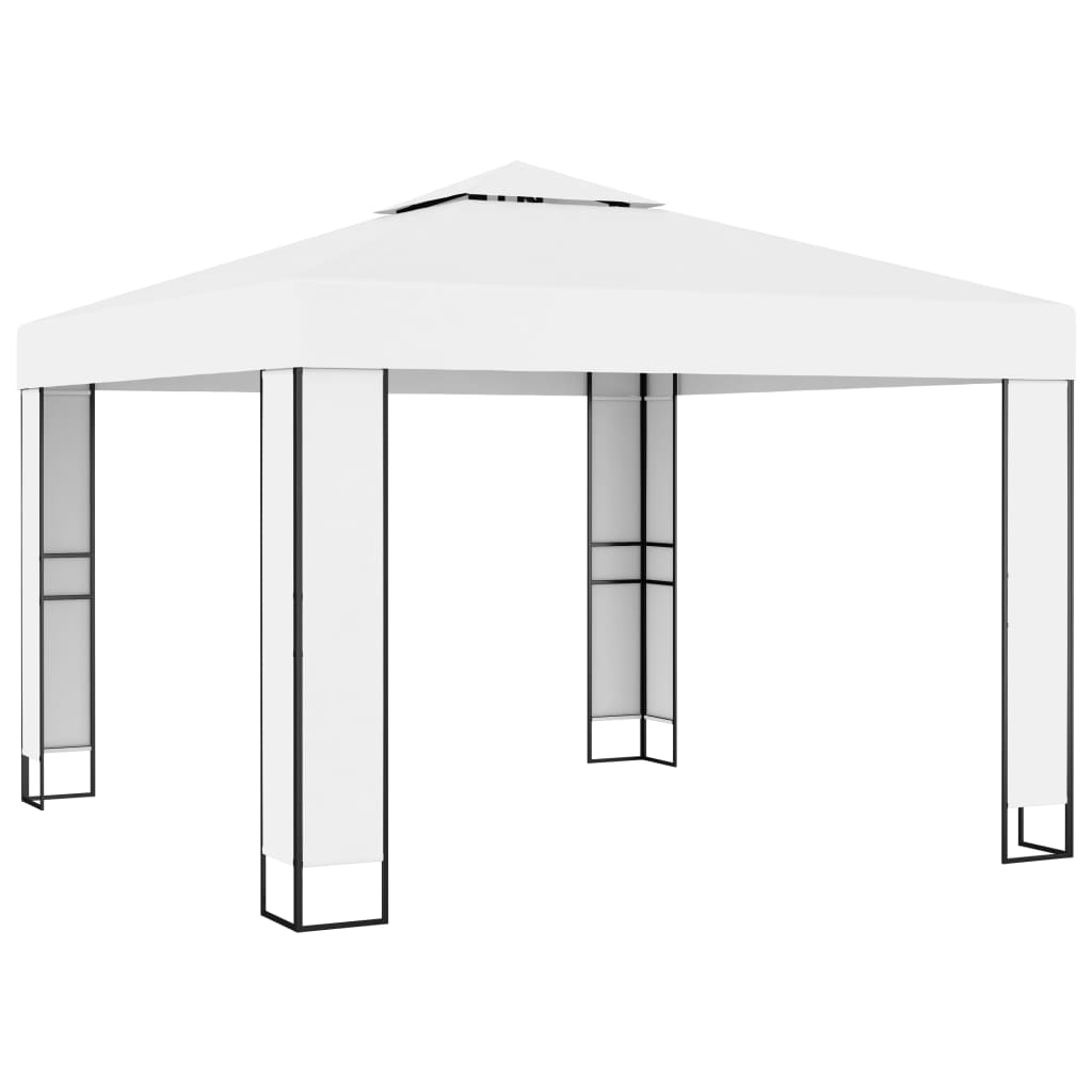 vidaXL Paviljong med dobbelt tak 3x3 m hvit