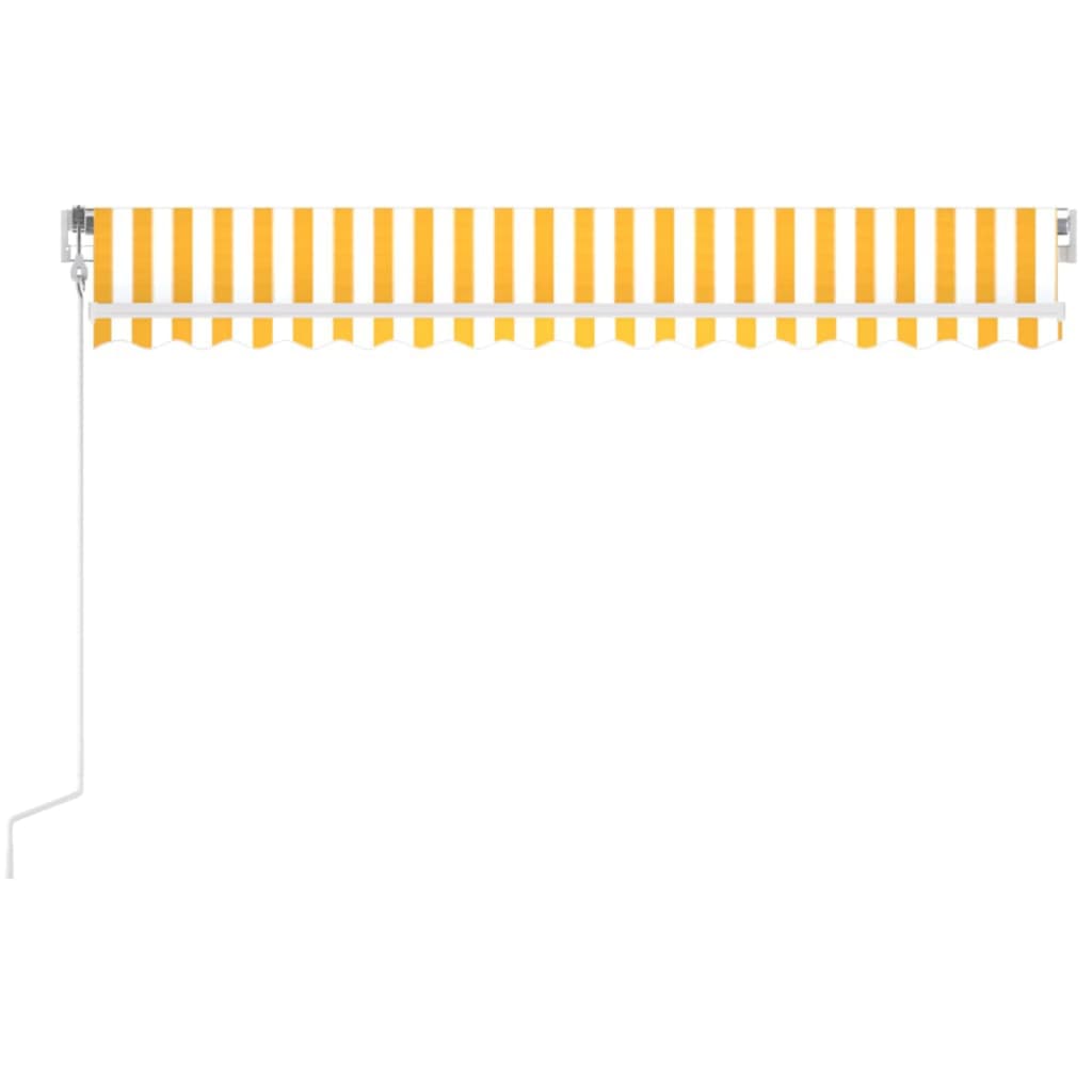 vidaXL Automatisk markise med vindsensor og LED 450x300 cm gul/hvit