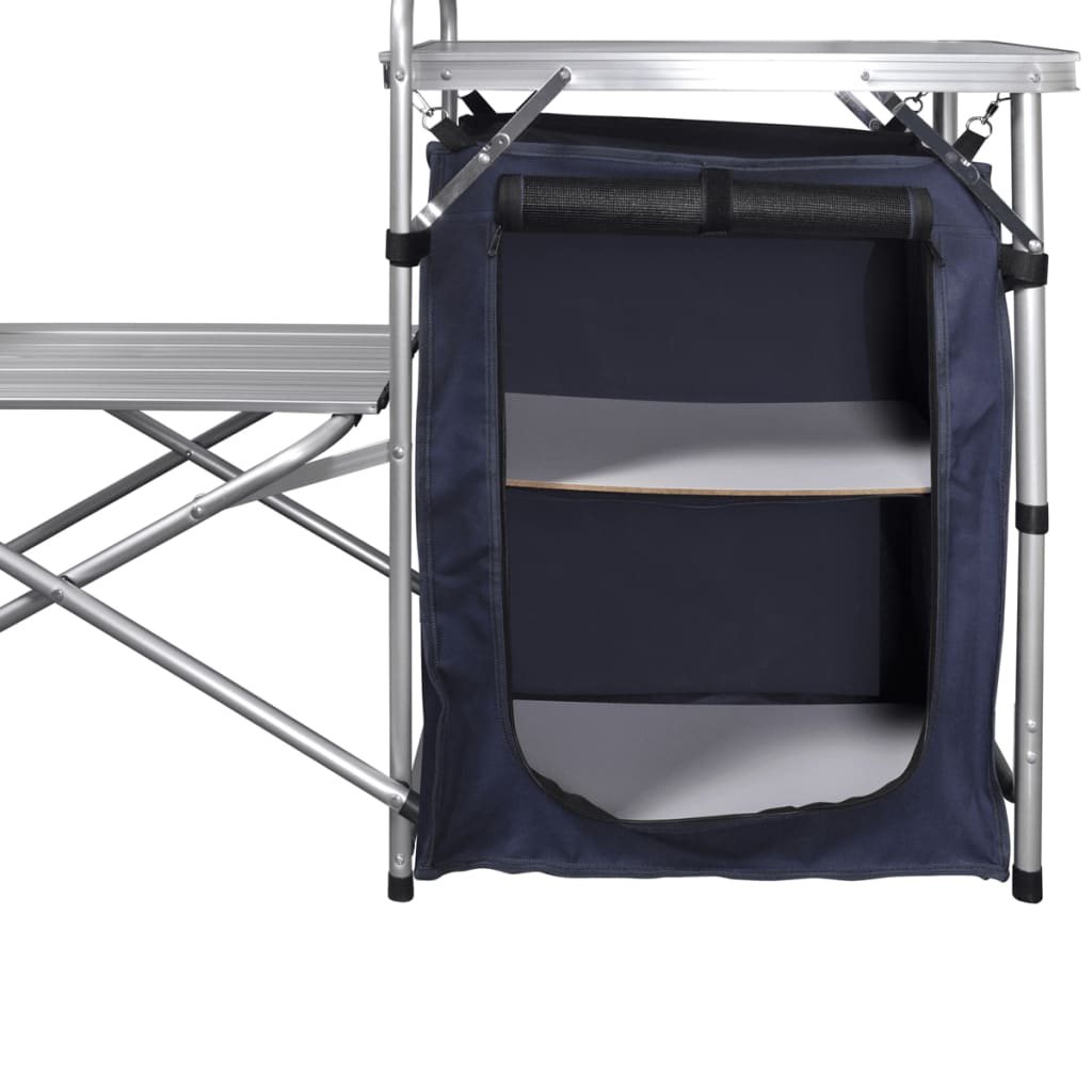 Sammenleggbart campingkjøkken med vindskjerm i aluminium