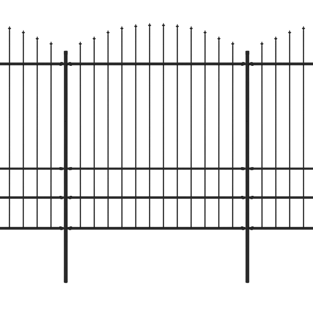 vidaXL Hagegjerde med spydtopp stål (1,75-2)x1,7 m svart