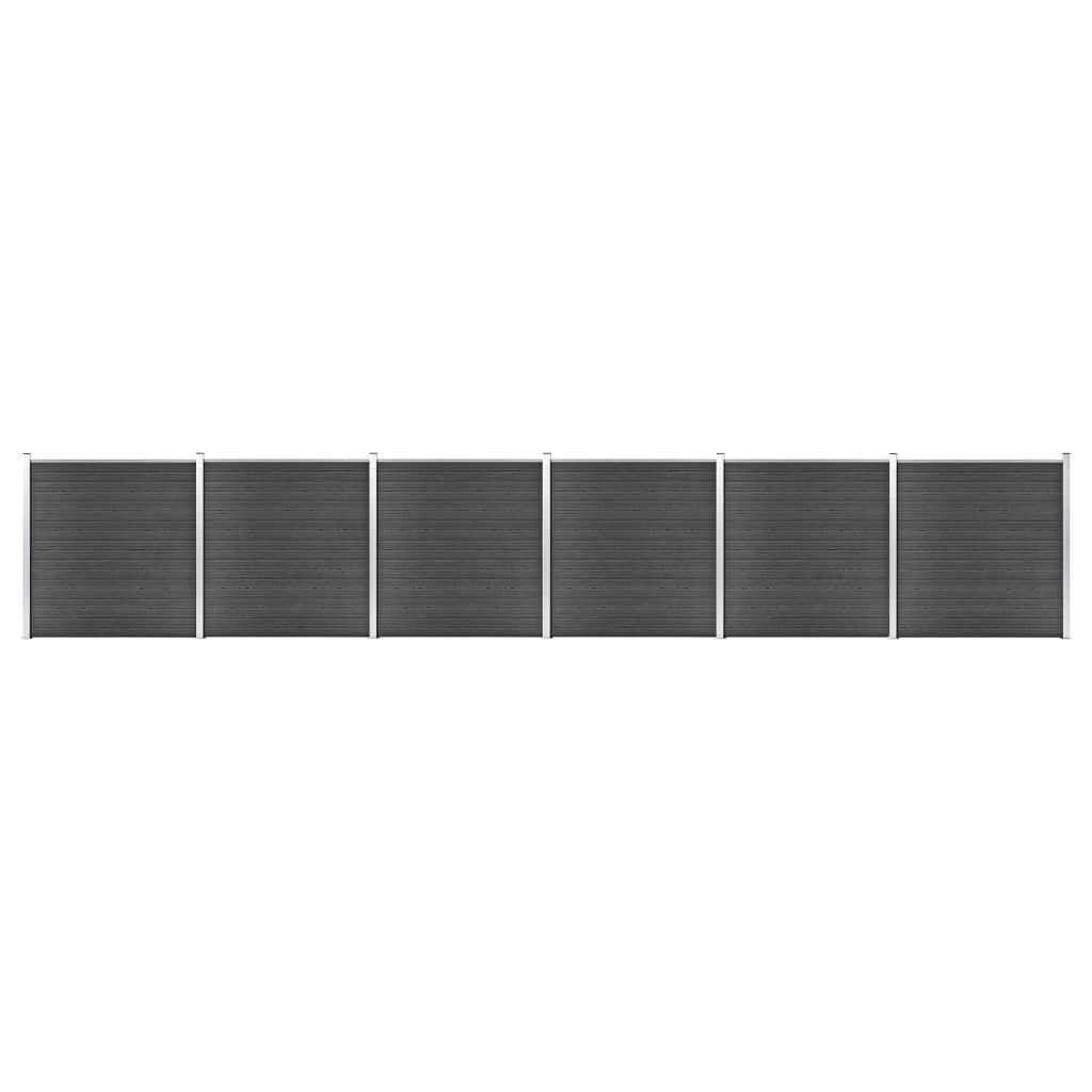 vidaXL Gjerdepanelsett WPC 1045x186 cm svart