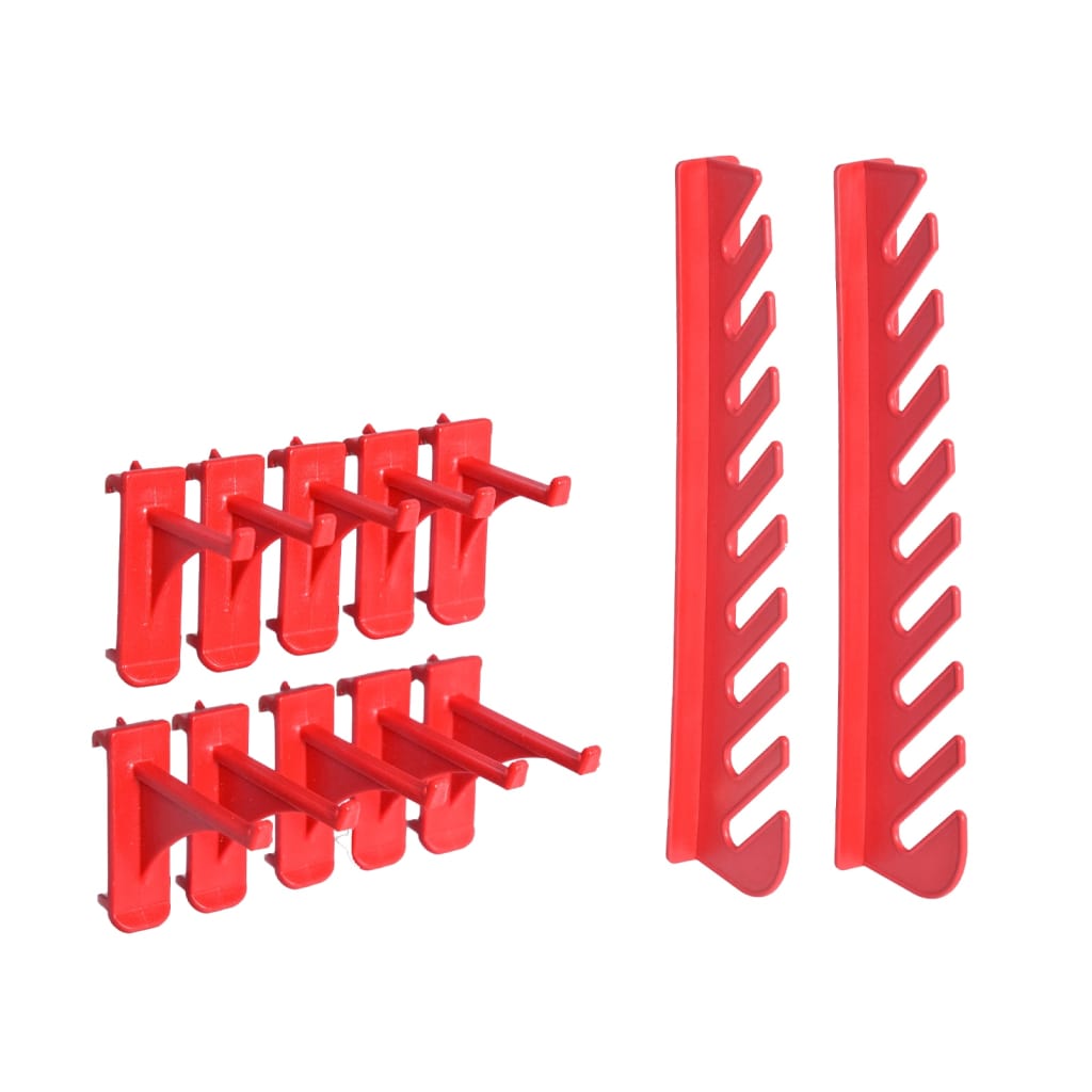 vidaXL Oppbevaringssett i 71 deler med veggpaneler rød og svart