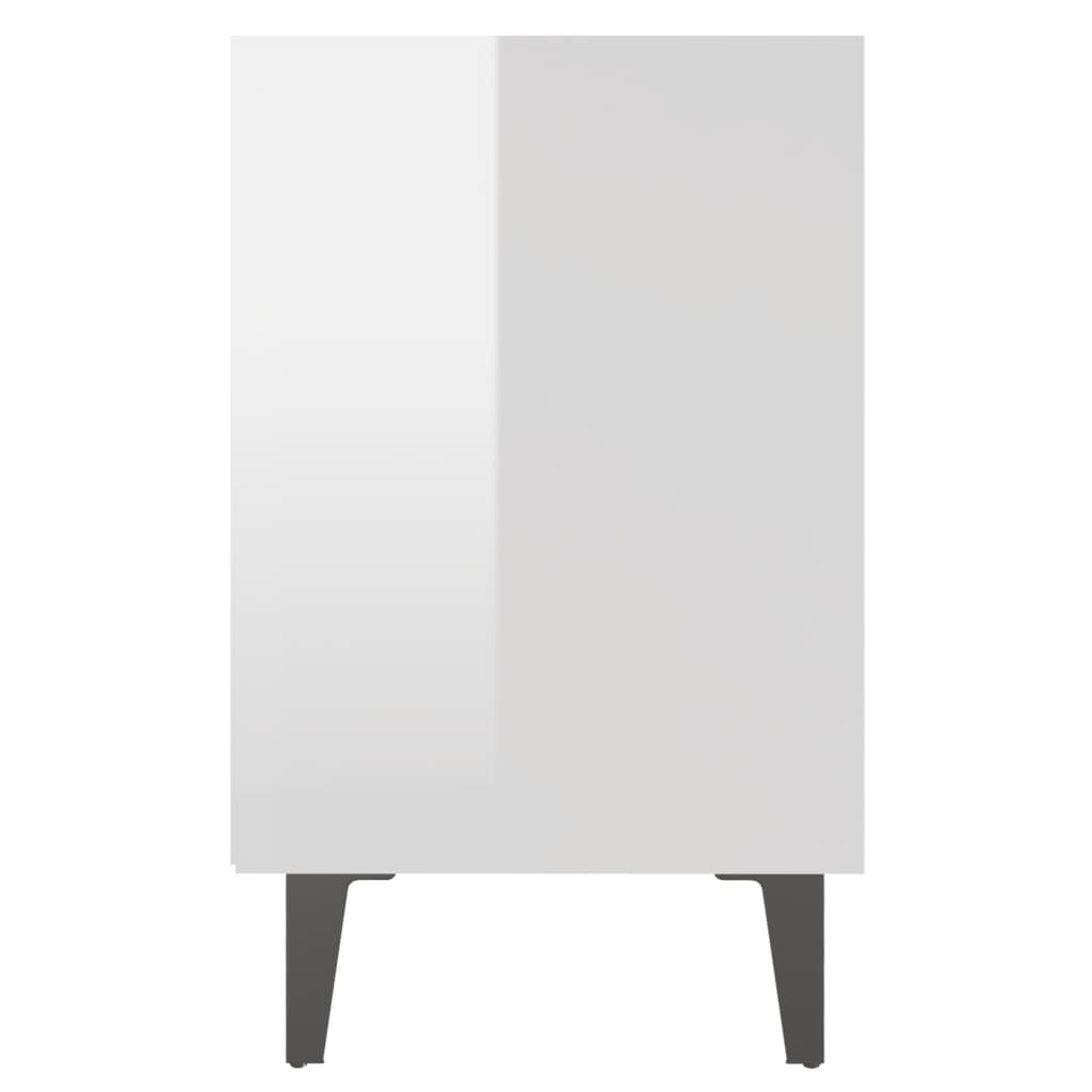 vidaXL Nattbord med metallben 2 stk høyglans hvit 40x30x50 cm