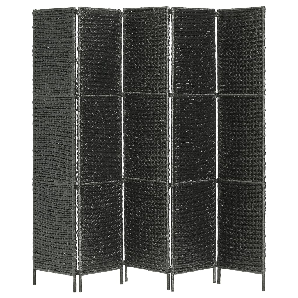 vidaXL Romdeler med 5 paneler 193x160 cm vannhyacinth svart