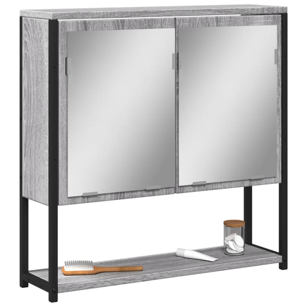 vidaXL Baderomsskap med speil grå sonoma 60x16x60 cm konstruert tre