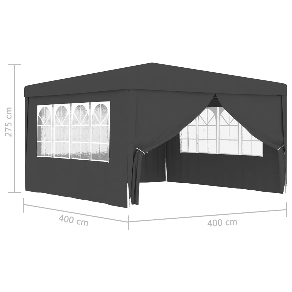 vidaXL Profesjonelt festtelt med sidevegger 4x4 m antrasitt 90 g/m²