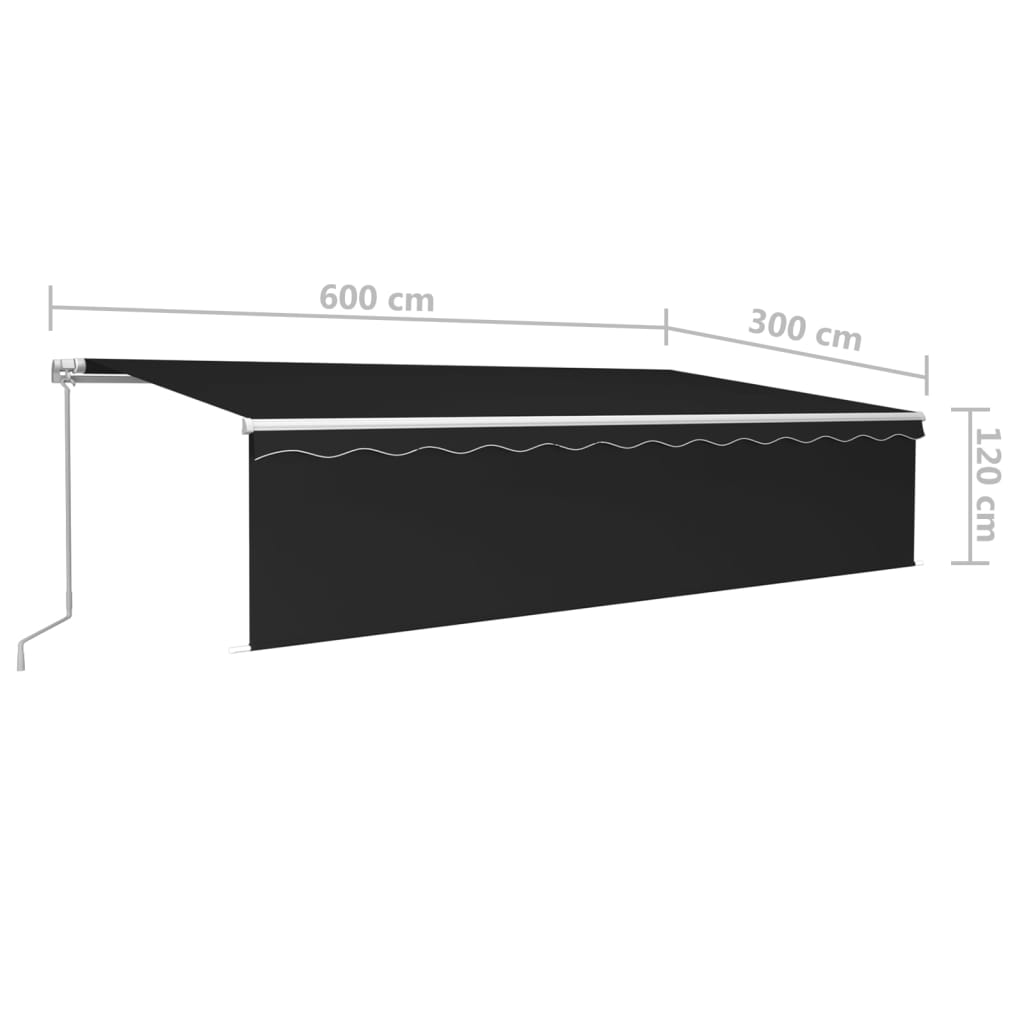 vidaXL Manuell uttrekkbar markise med rullegardin 6x3 m antrasitt