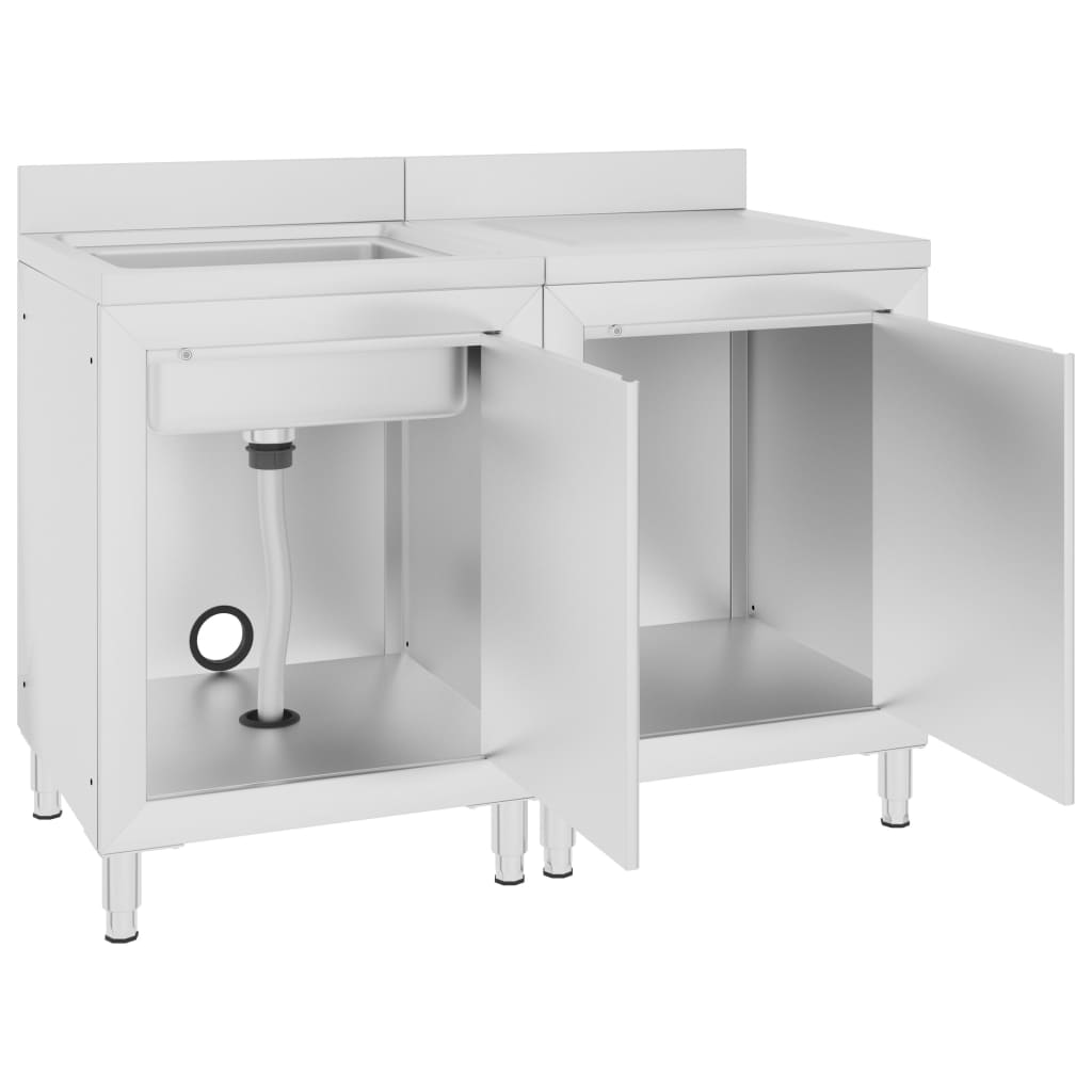 vidaXL Kommersielt skap for kjøkkenvask rustfritt stål 120x60x96 cm