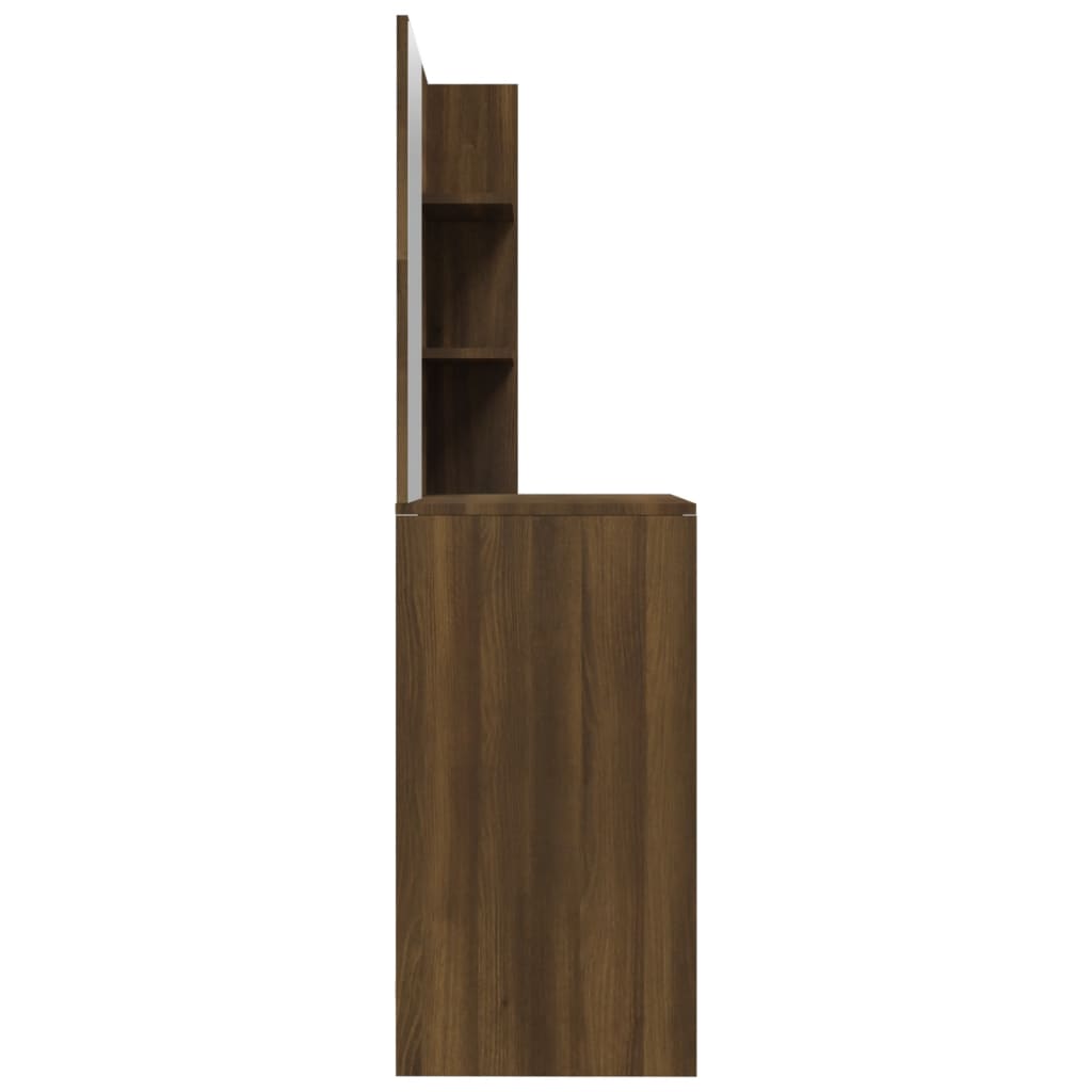 vidaXL Sminkebord med speil brun eik 74,5x40x141 cm