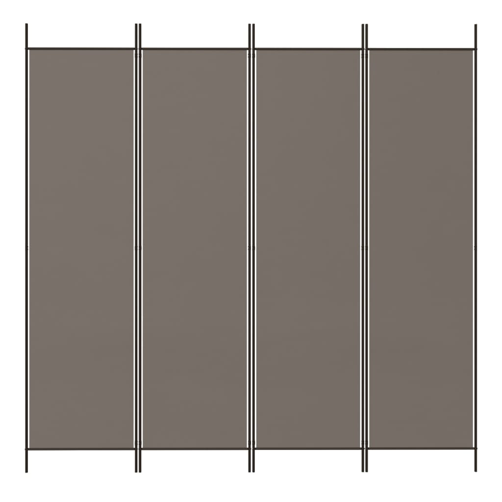 vidaXL Romdeler 4 paneler antrasitt 200x220 cm stoff