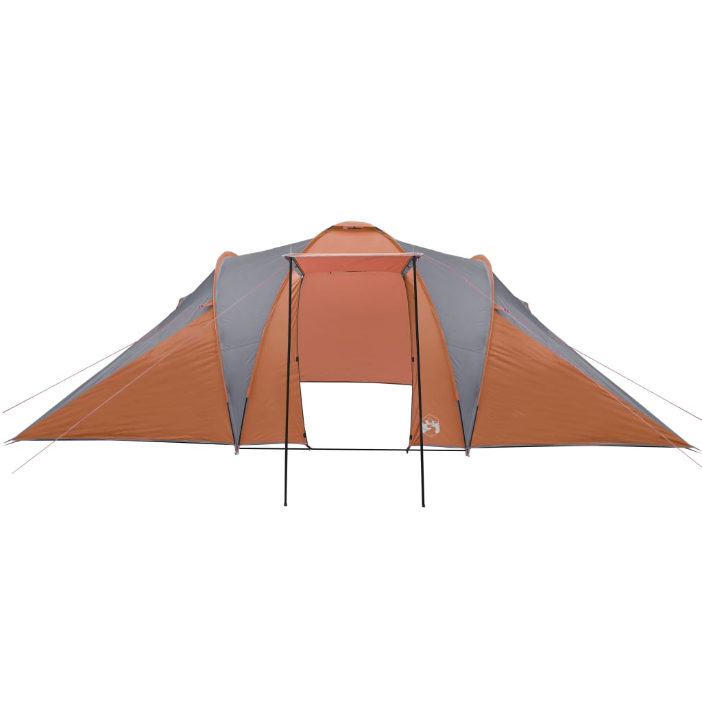vidaXL Kuppeltelt for camping 6 personer grå og oransje vanntett
