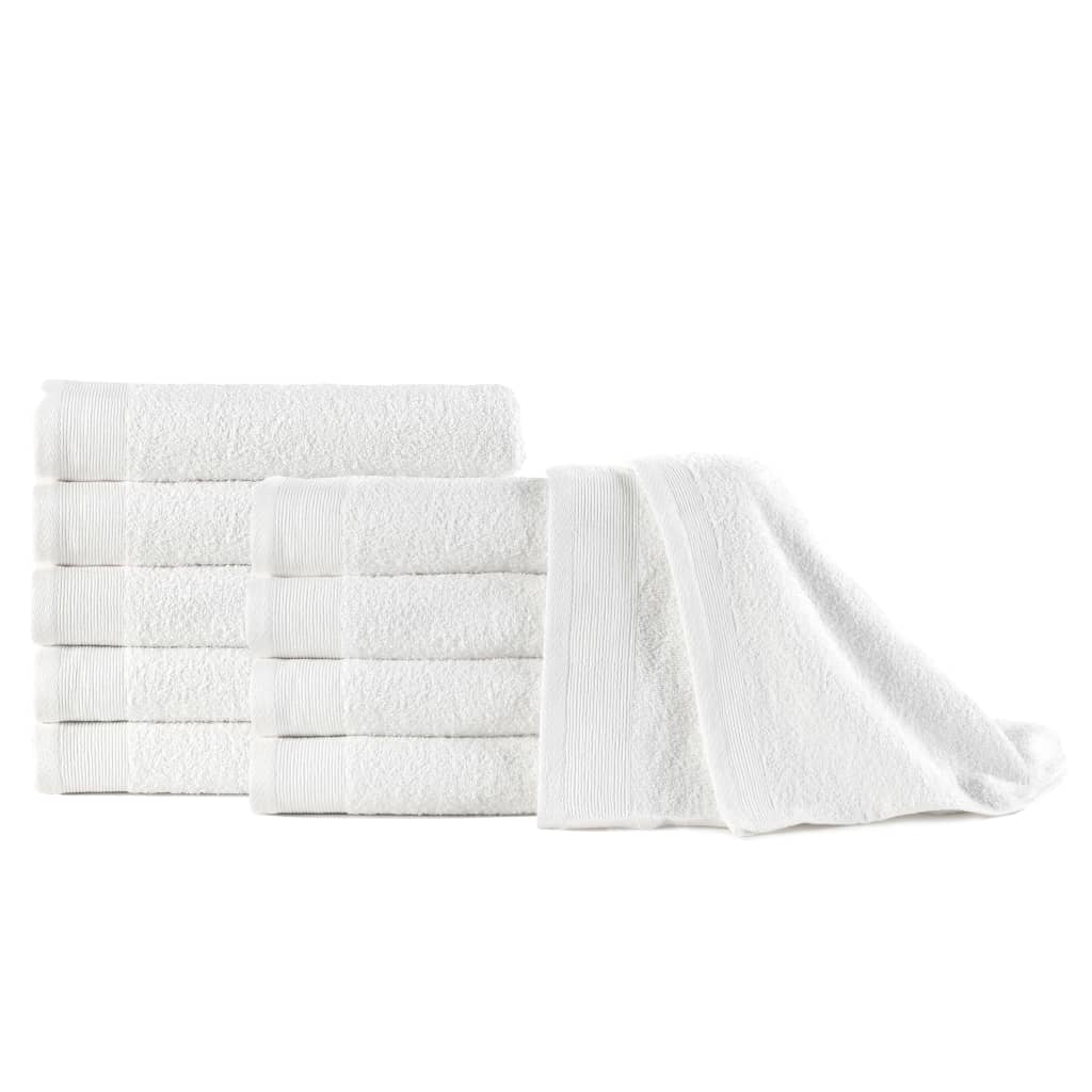 vidaXL Håndklær 10 stk bomull 350 gsm 50x100 cm hvit