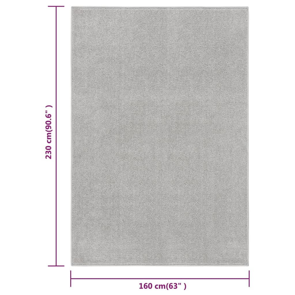 vidaXL Teppe med kort luv 160x230 cm lysegrå